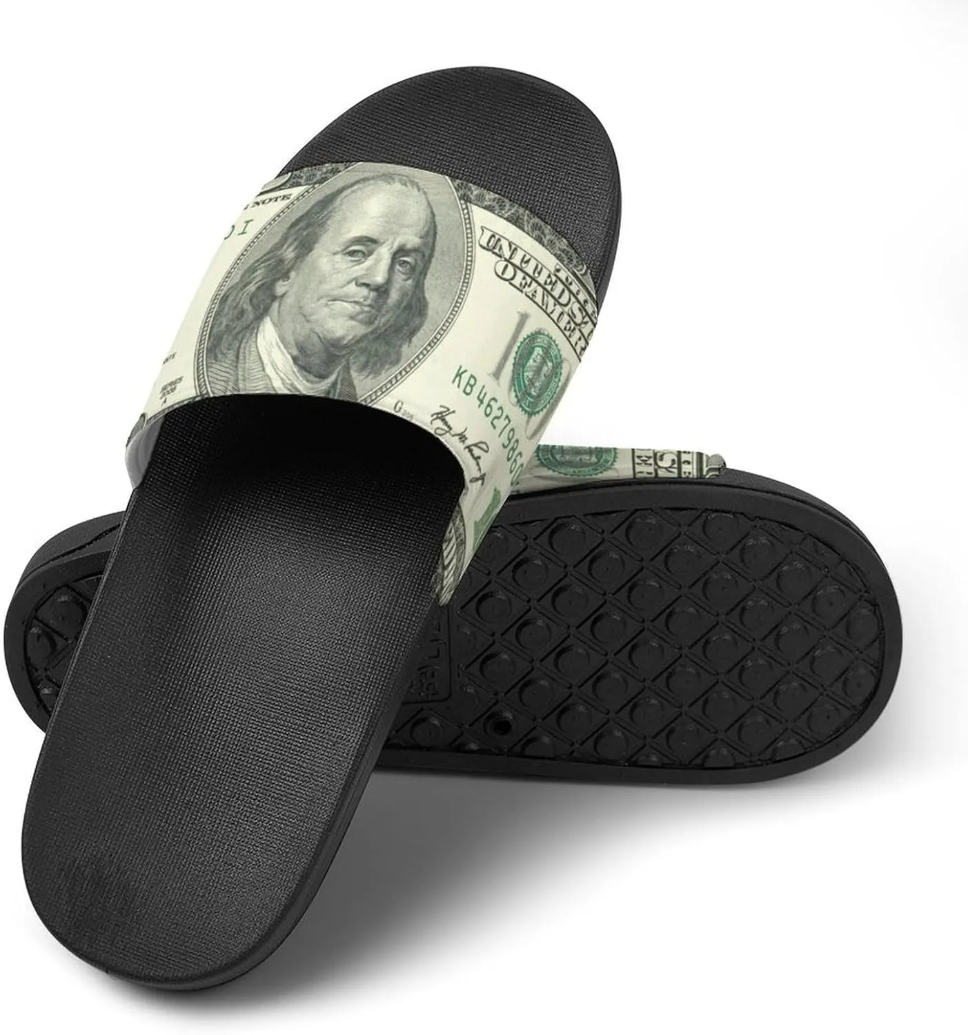 $100 Bill U.S. Dollar Men's Slide Sandal Non Slip Shower Shoes Bathroom Slippers for Pool Beach