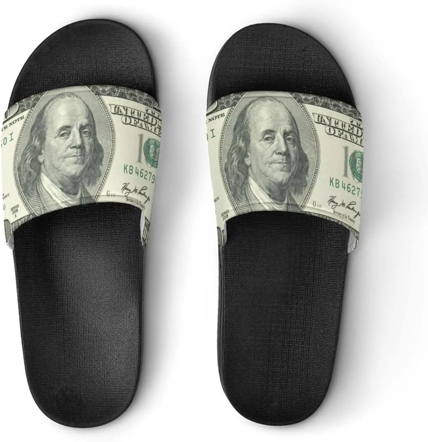 $100 Bill U.S. Dollar Men's Slide Sandal Non Slip Shower Shoes Bathroom Slippers for Pool Beach