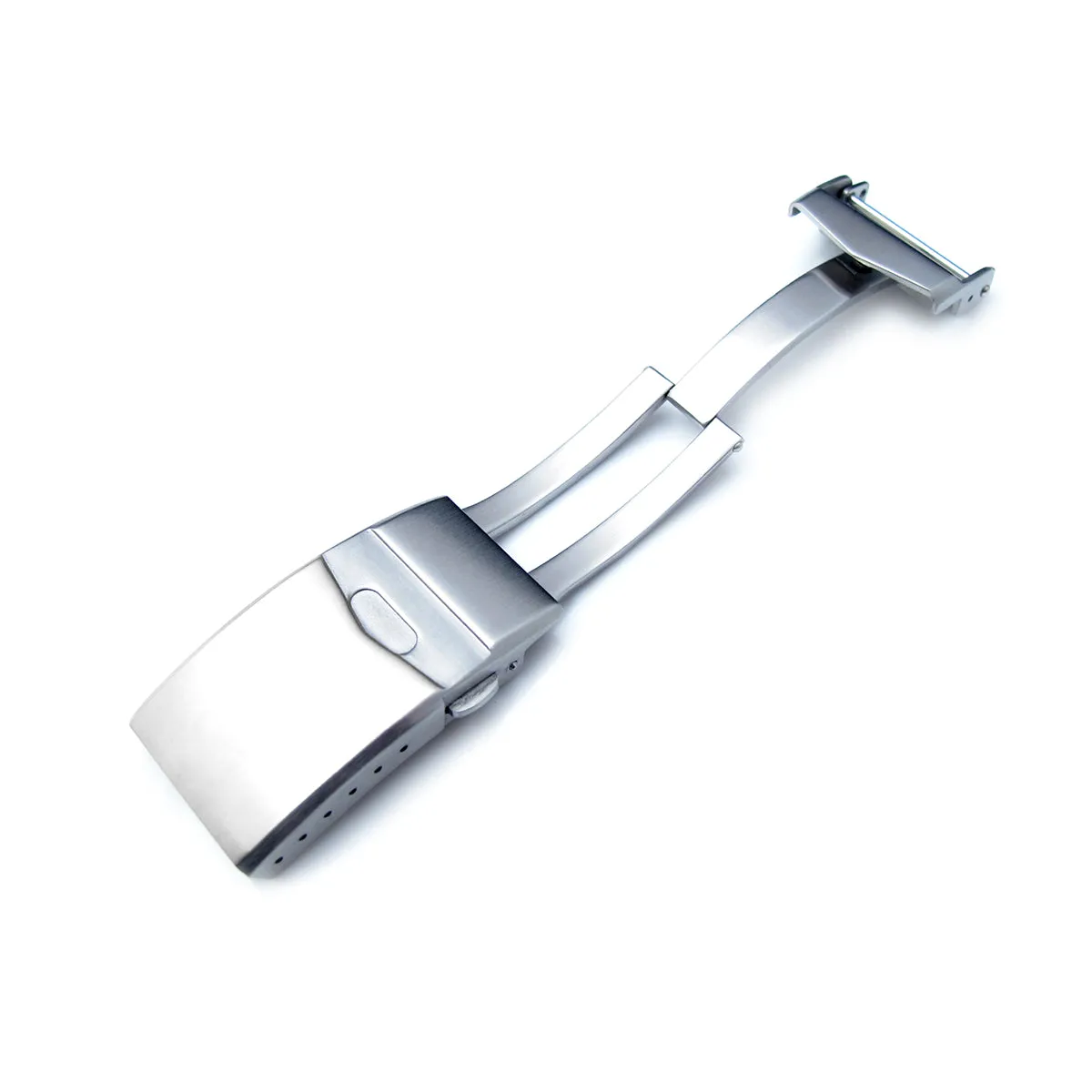 16mm, 18mm, 20mm or 22mm Stainless Steel V Clasp Double Lock Button Diver Buckle, Brushed