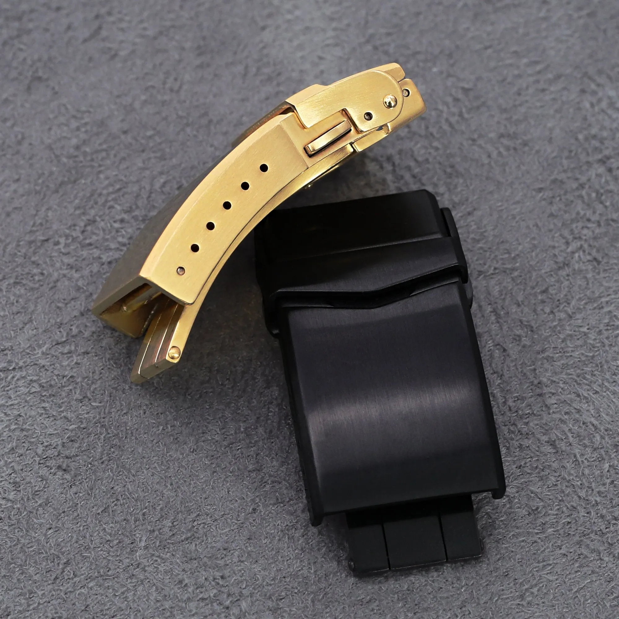 18mm or 22mm Stainless Steel V Clasp Double Lock Button Diver Buckle, Diamond-like Carbon (DLC coating)