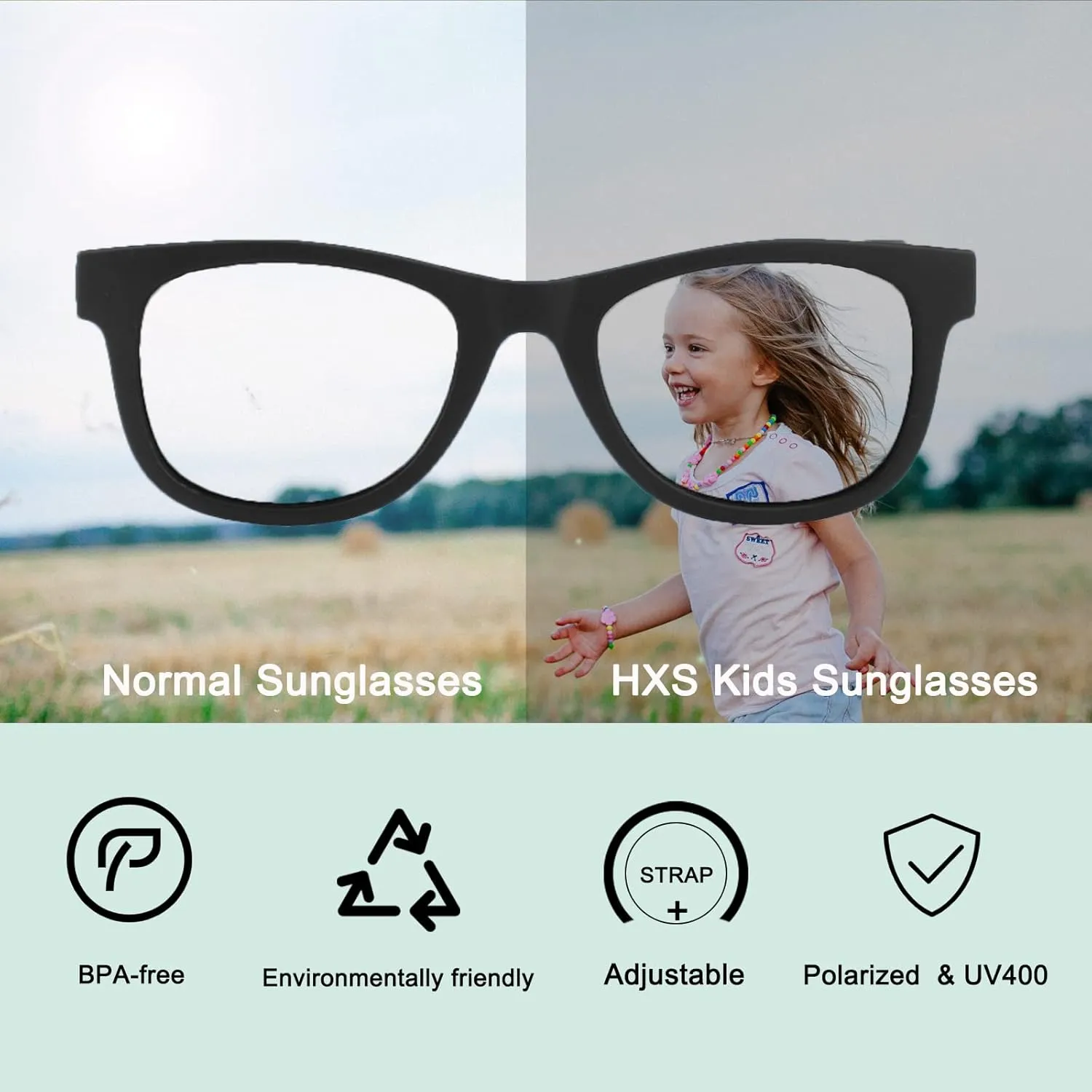 2 Pack Toddler Sunglasses Polarized with Strap for 0-24 Months/2-4 Years Kids, Girls Boys Baby Glasses UV Protection
