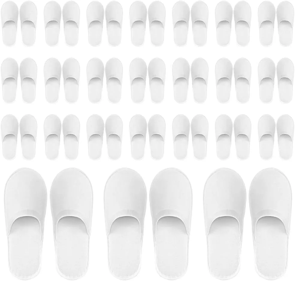 24 Pairs of Disposable Slippers forGuests, Hotel slippers, Spa Slippers Bulk Slippers for Travel Home Party Wedding (US Men Size 10, Women 11)