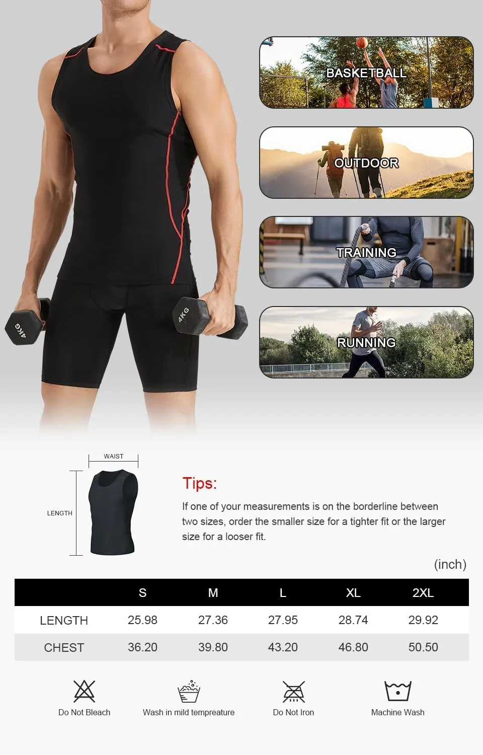 5 Pack Men's Athletic Compression Shirts Sleeveless Tank Top Running Basketball Workout Base Layer