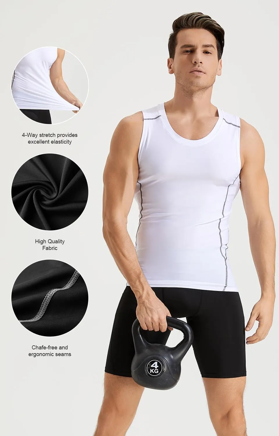 5 Pack Men's Athletic Compression Shirts Sleeveless Tank Top Running Basketball Workout Base Layer