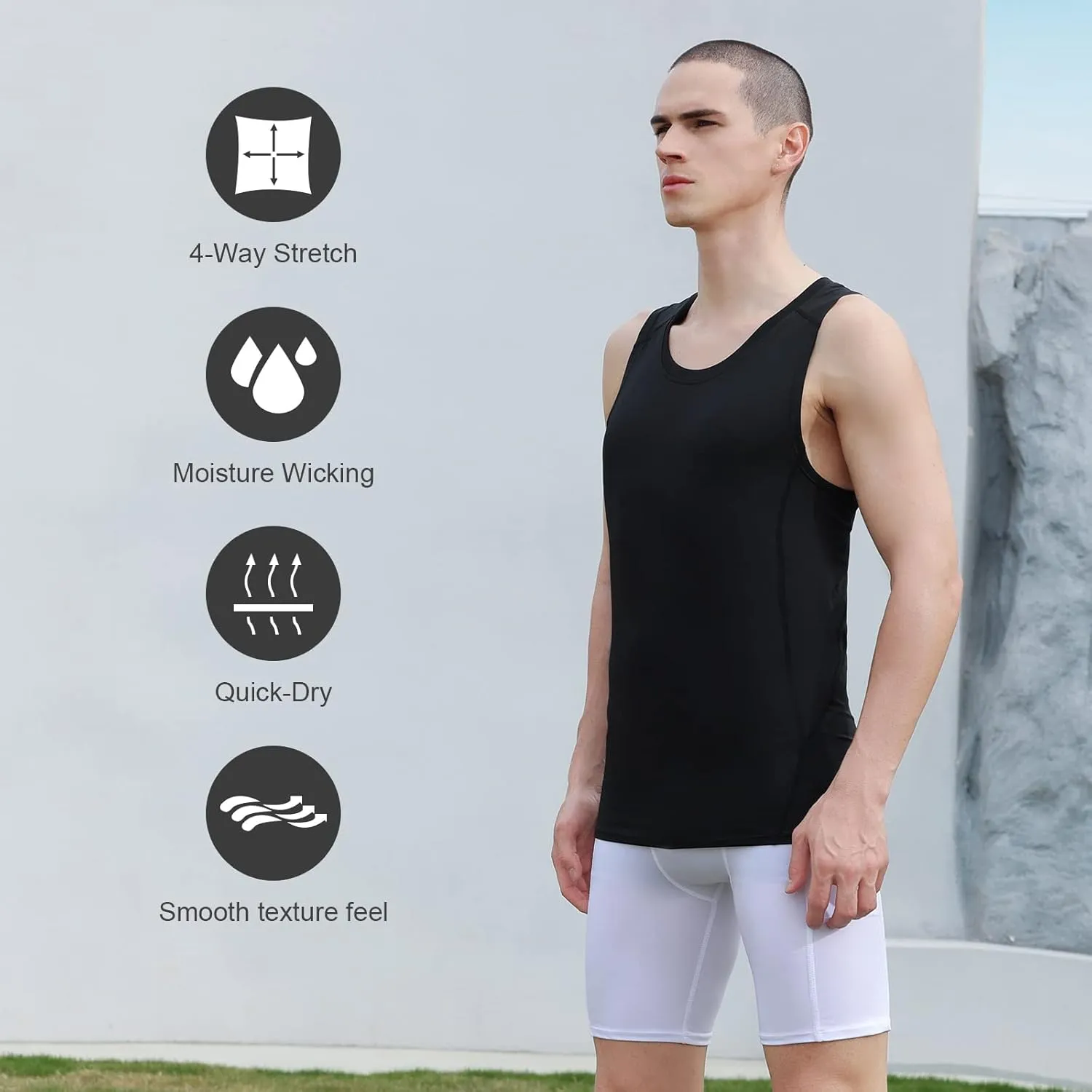 5 Pack Men's Athletic Compression Shirts Sleeveless Tank Top Running Basketball Workout Base Layer