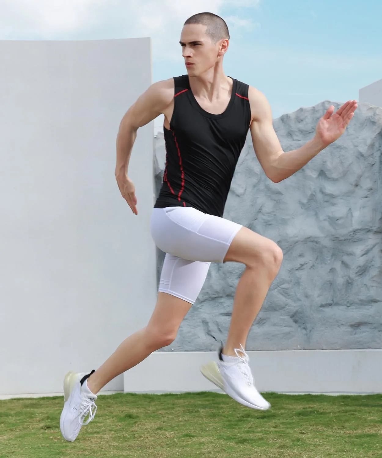 5 Pack Men's Athletic Compression Shirts Sleeveless Tank Top Running Basketball Workout Base Layer
