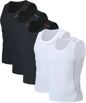 5 Pack Men's Athletic Compression Shirts Sleeveless Tank Top Running Basketball Workout Base Layer