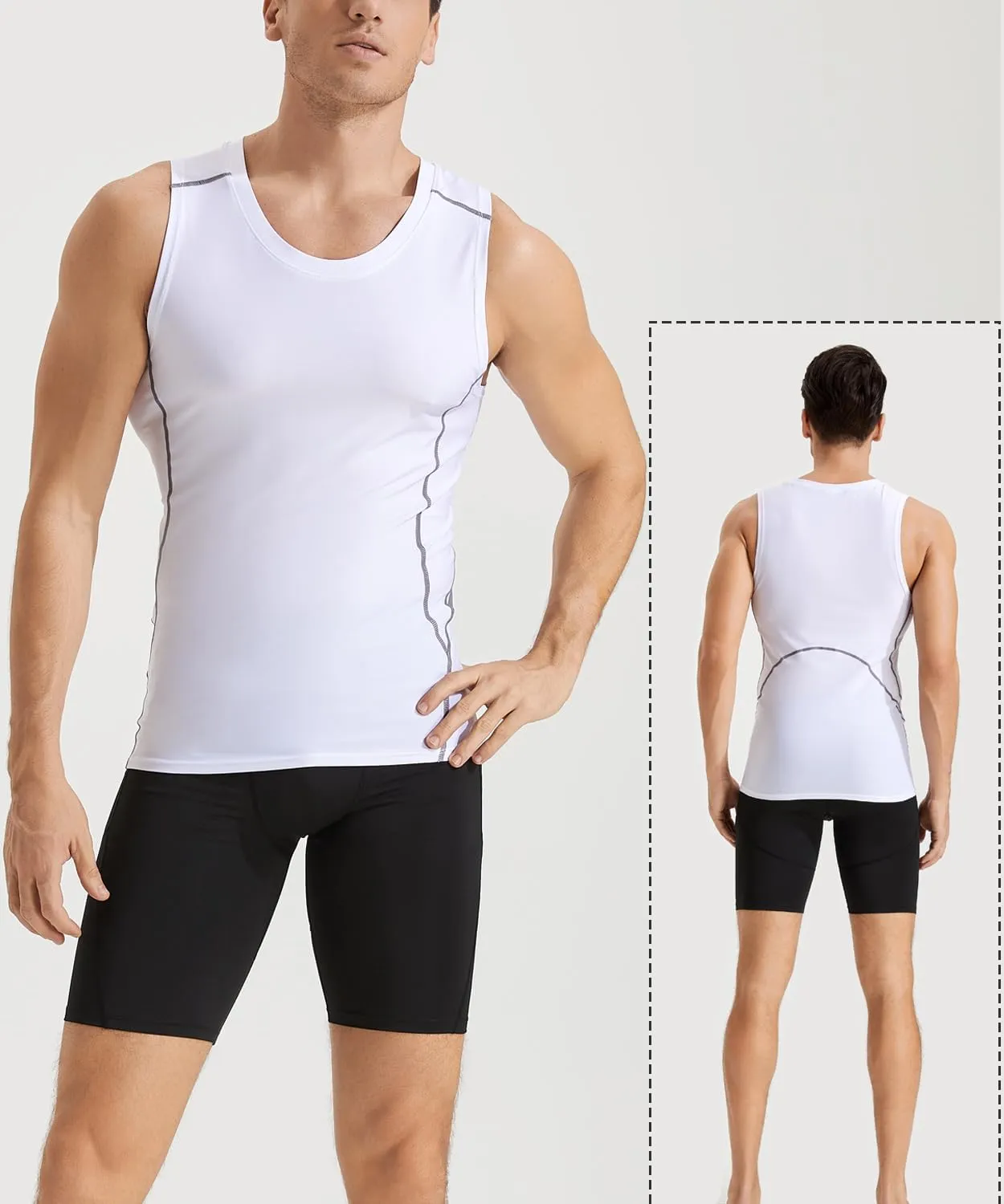 5 Pack Men's Athletic Compression Shirts Sleeveless Tank Top Running Basketball Workout Base Layer