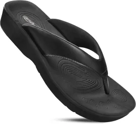 AEROTHOTIC Arch Support Flip Flops for women Stylish Cushioned Padded Straps with Soft Toe Post Slip on Footwear Dressy Travel Recovery Outdoor Comfortable Walking Women Sandals