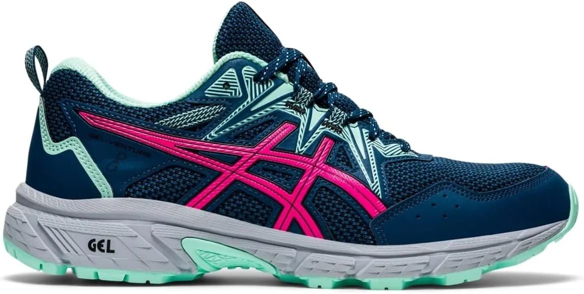 Asics Women's Gel-Venture 8 Running Shoes, 12, MAKO Blue/Pink GLO