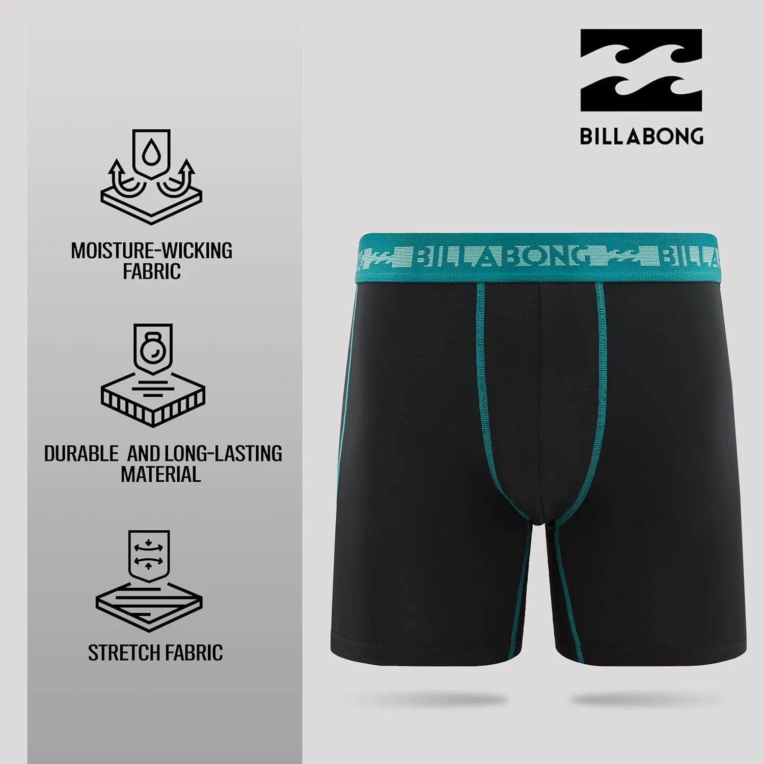 Billabong Mens Underwear 4 Pack Microfiber Performance Boxer Briefs for Men