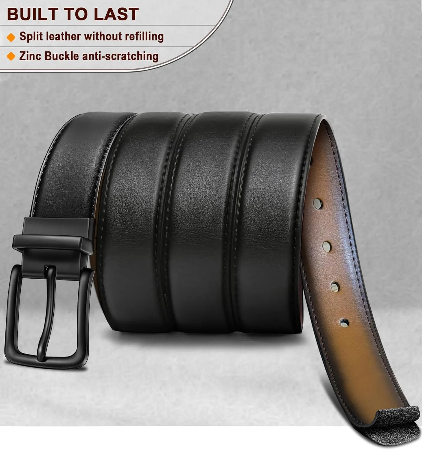 BULLIANT Men's Belt,Reversible Belt Adjustable For Gift Men 1.25??-Cut For Fit-2 Sides in 1 Belt(Not 2)