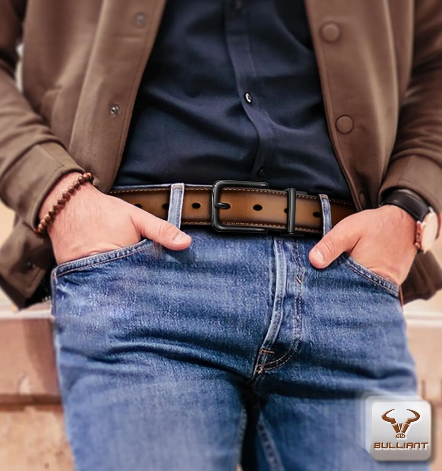 BULLIANT Men's Belt,Reversible Belt Adjustable For Gift Men 1.25??-Cut For Fit-2 Sides in 1 Belt(Not 2)