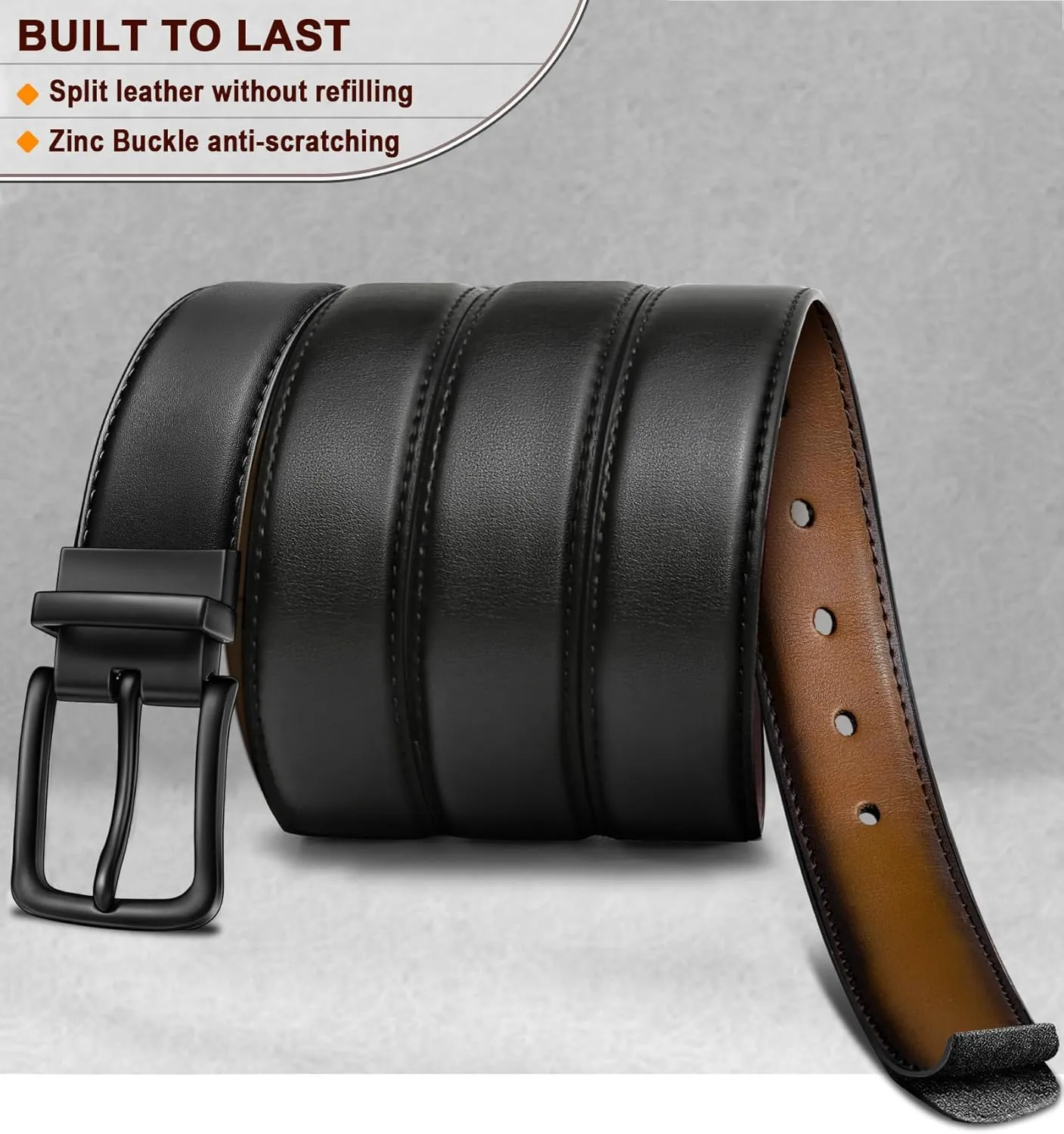 BULLIANT Men's Belt,Reversible Belt Adjustable For Gift Men 1.25??-Cut For Fit-2 Sides in 1 Belt(Not 2)