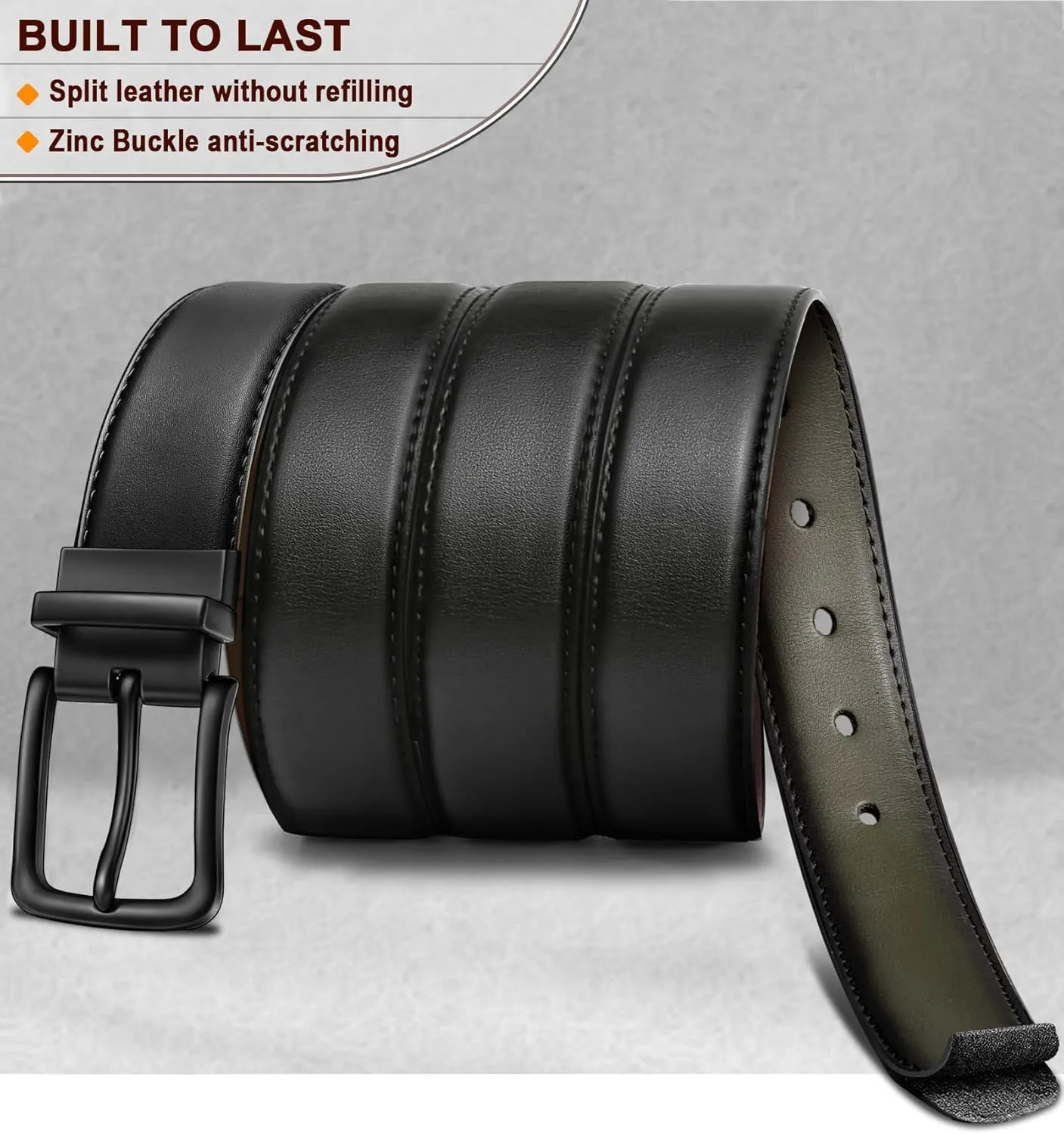 BULLIANT Men's Belt,Reversible Belt Adjustable For Gift Men 1.25??-Cut For Fit-2 Sides in 1 Belt(Not 2)