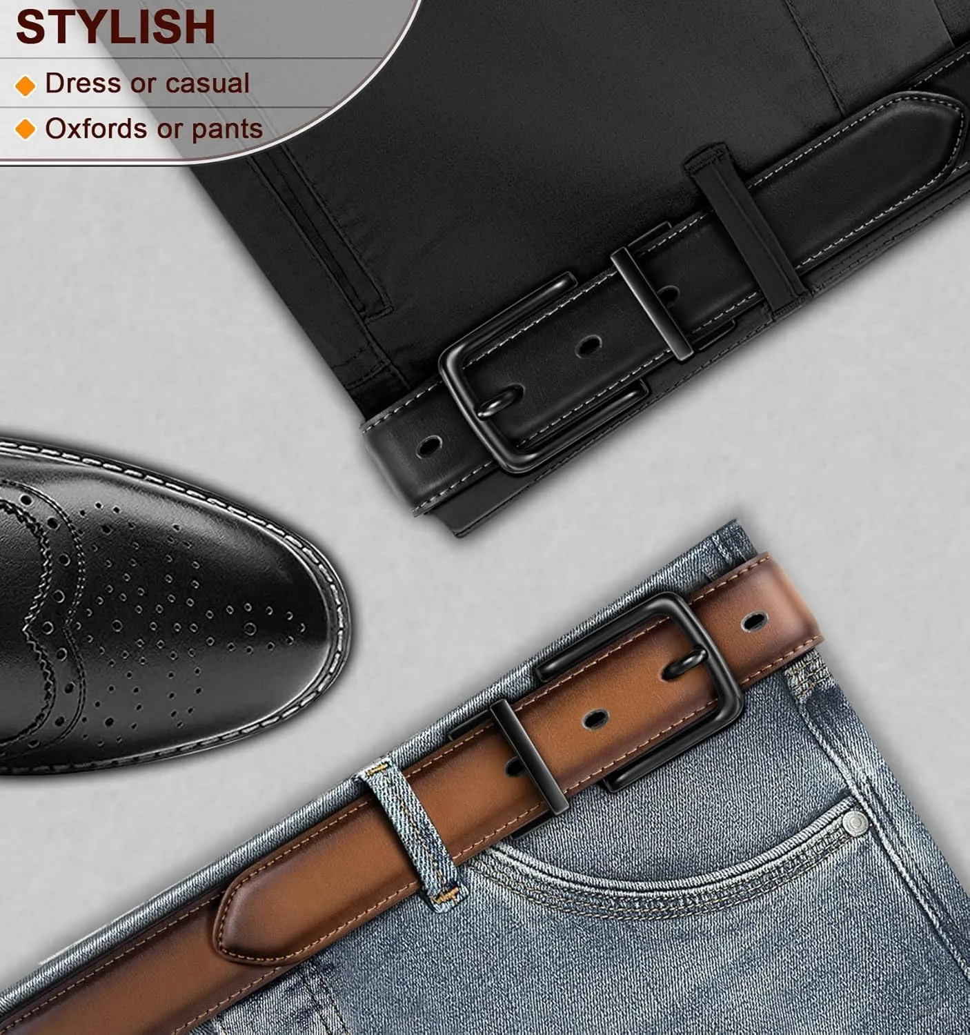 BULLIANT Men's Belt,Reversible Belt Adjustable For Gift Men 1.25??-Cut For Fit-2 Sides in 1 Belt(Not 2)