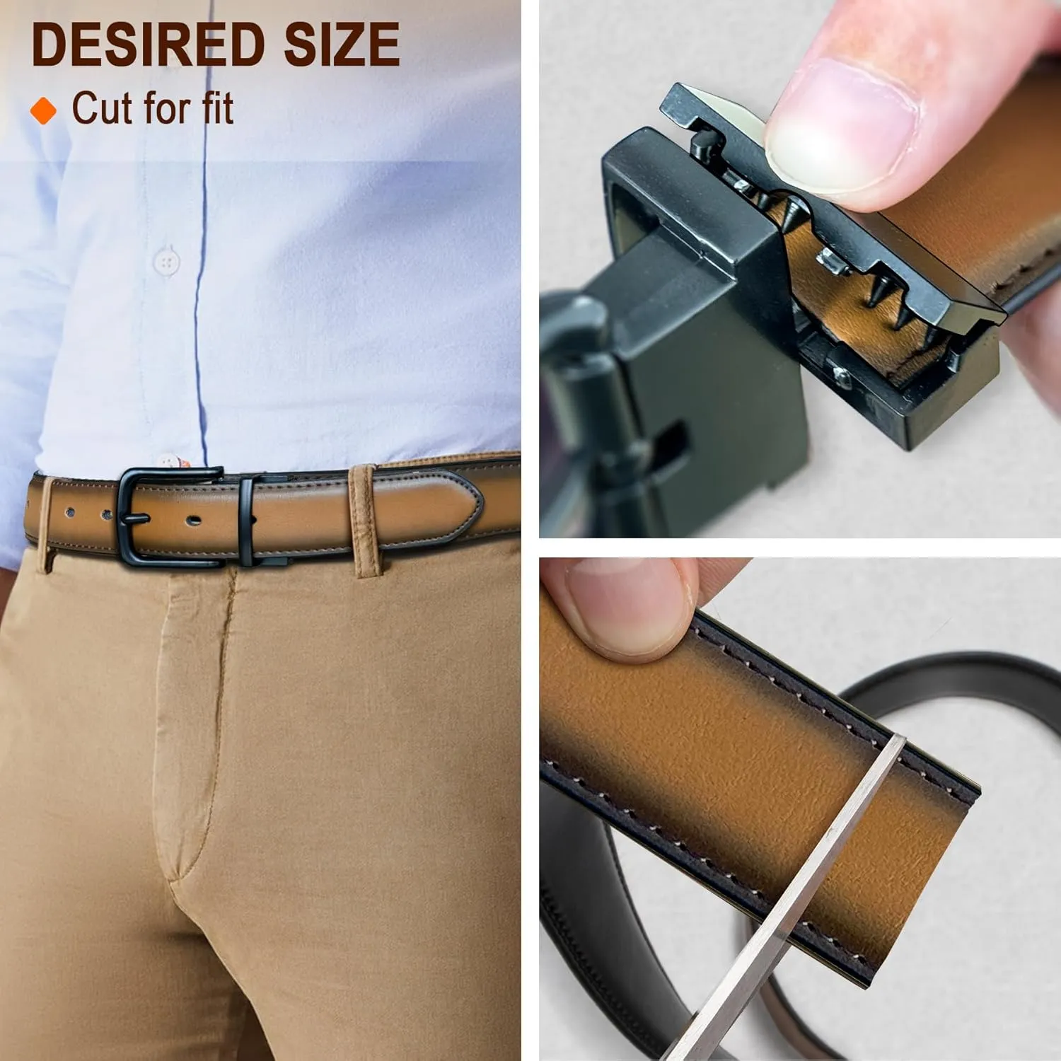 BULLIANT Men's Belt,Reversible Belt Adjustable For Gift Men 1.25??-Cut For Fit-2 Sides in 1 Belt(Not 2)