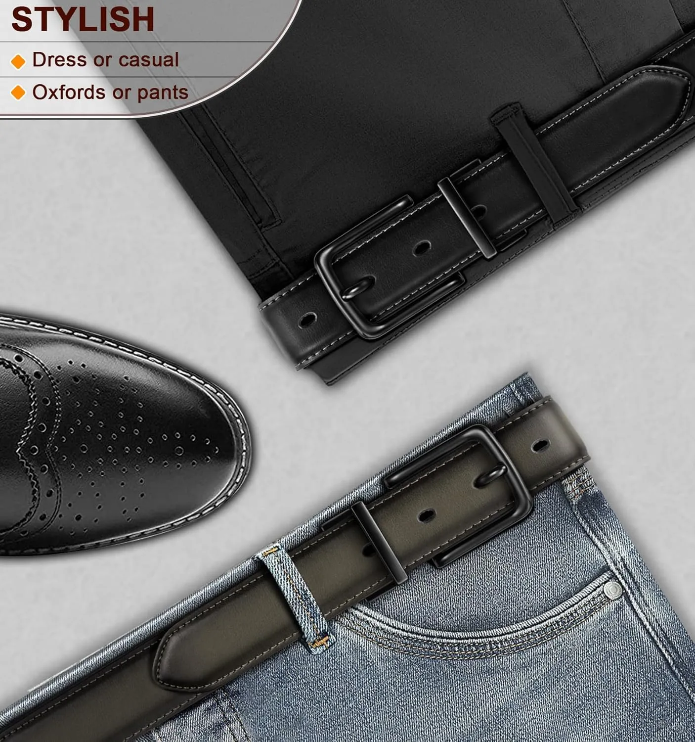 BULLIANT Men's Belt,Reversible Belt Adjustable For Gift Men 1.25??-Cut For Fit-2 Sides in 1 Belt(Not 2)