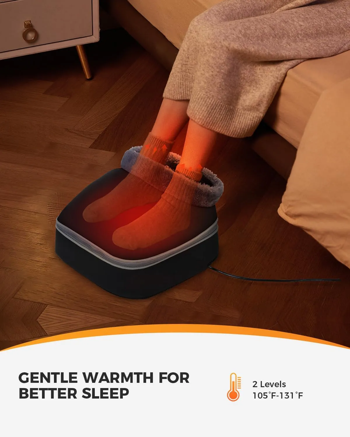 CooCoCo Upgraded FSA HSA Eligible Foot Warmer, Gifts for Mom, Shiatsu Foot Massager with Heat for Plantar Fasciitis, Kneading Feet Massager for Pain Relief, Gifts for Women, Men, Size 13