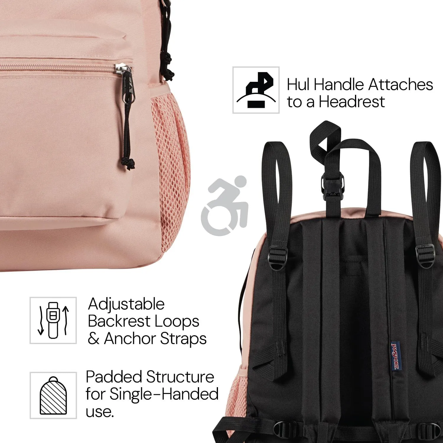 JanSport Central Adaptive Backpack ?C Wheelchair & Walker Compatible, Tuck-Away Shoulder Straps, Adjustable Backrest Loops & Anchor Straps, Iconic Design, Luau Life