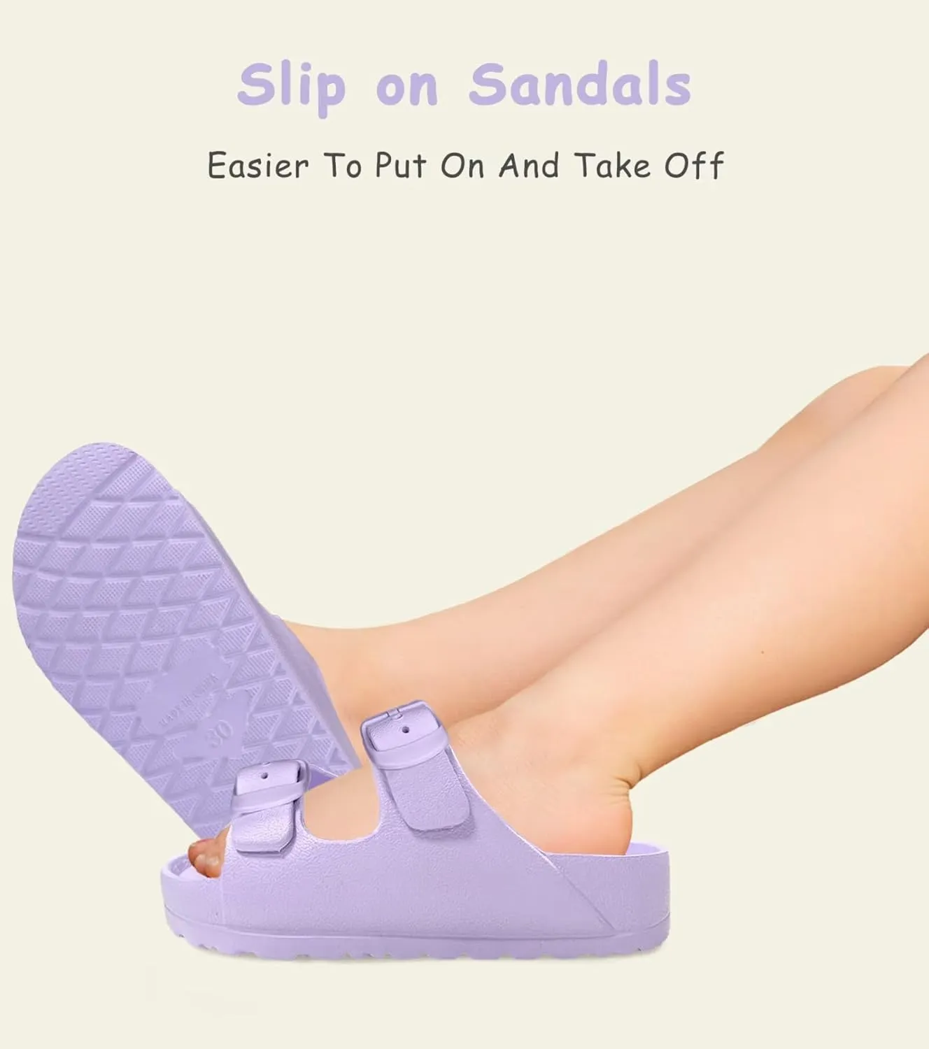 Kids Slides Sandals Double Buckle Adjustable Boys Girls
