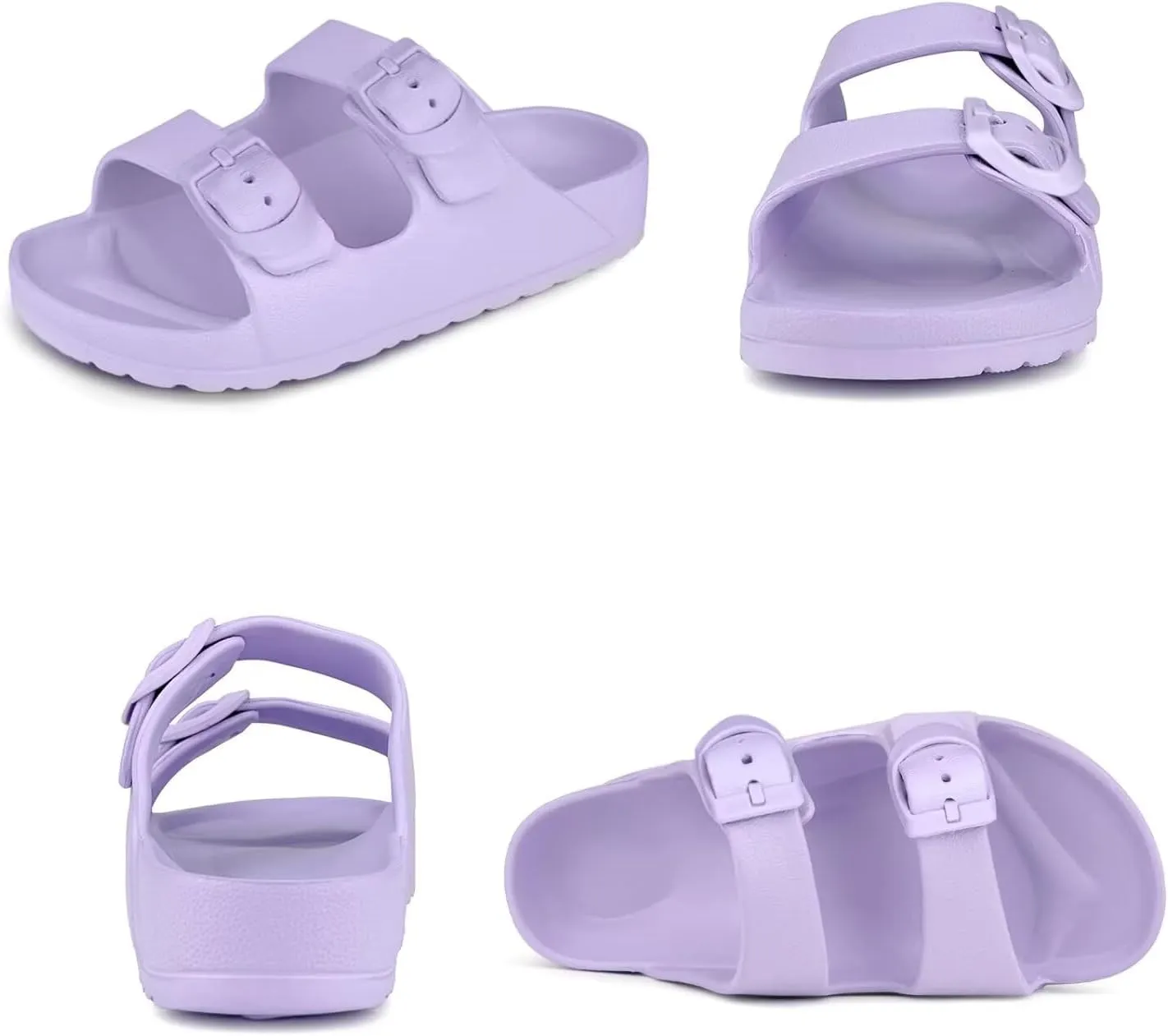 Kids Slides Sandals Double Buckle Adjustable Boys Girls