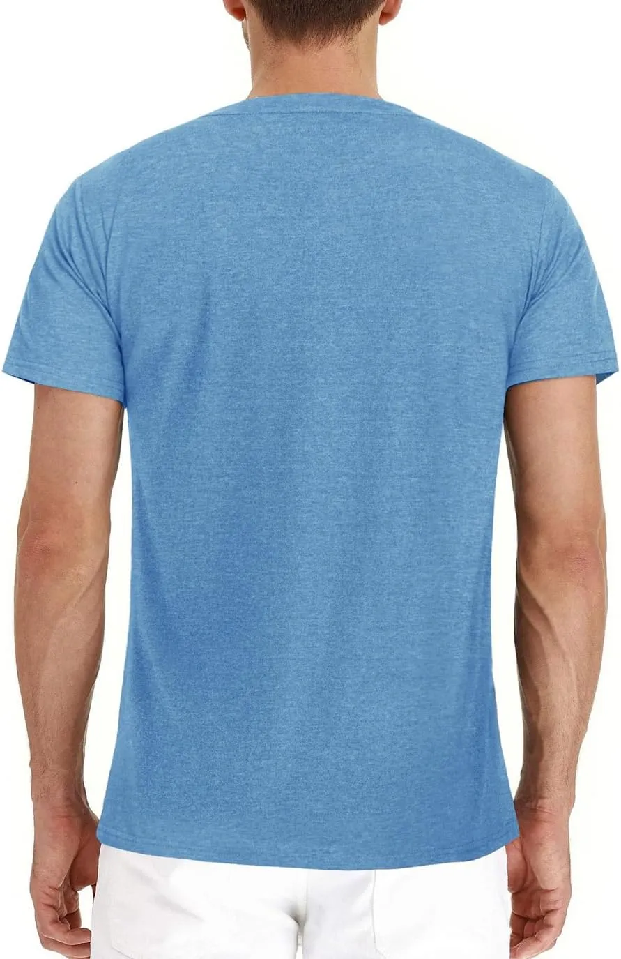 Mens Casual Short Sleeve Henley Shirts Fashion Button T Shirts with Pocket