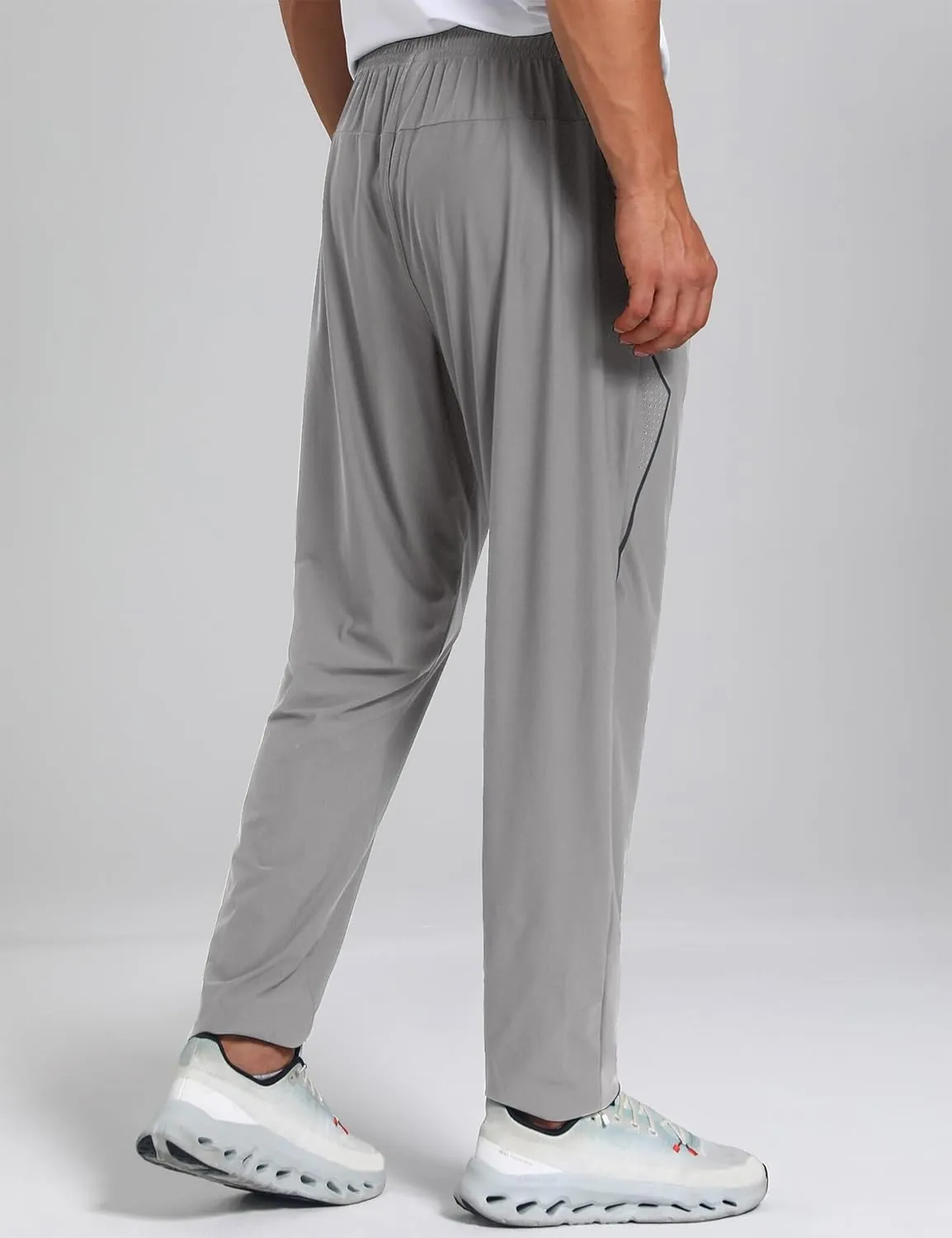 Men's Stretch Athletic Fishing Pants Lightweight Cool-Touch Workout Joggers with Zipper Pockets