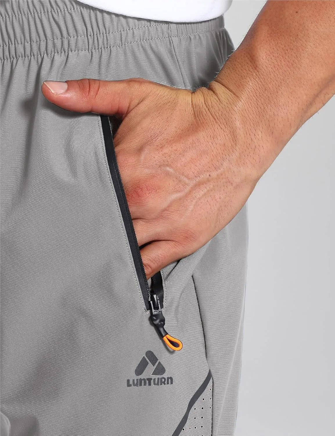 Men's Stretch Athletic Fishing Pants Lightweight Cool-Touch Workout Joggers with Zipper Pockets