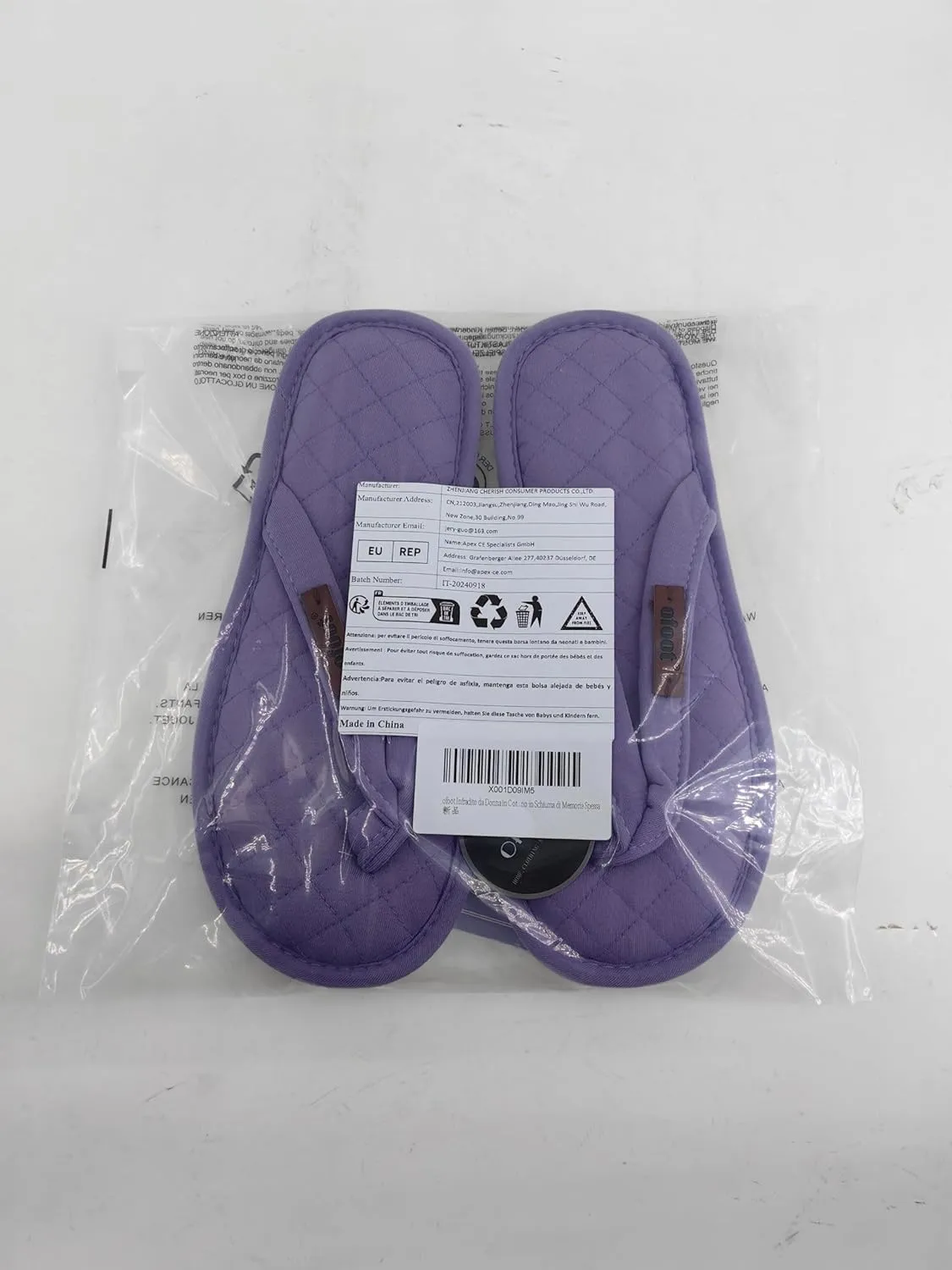 ofoot Women's Cozy Cotton House Slippers Thong Flip Flops Memory Foam Insole Open Toe Indoor Slip On Shoes