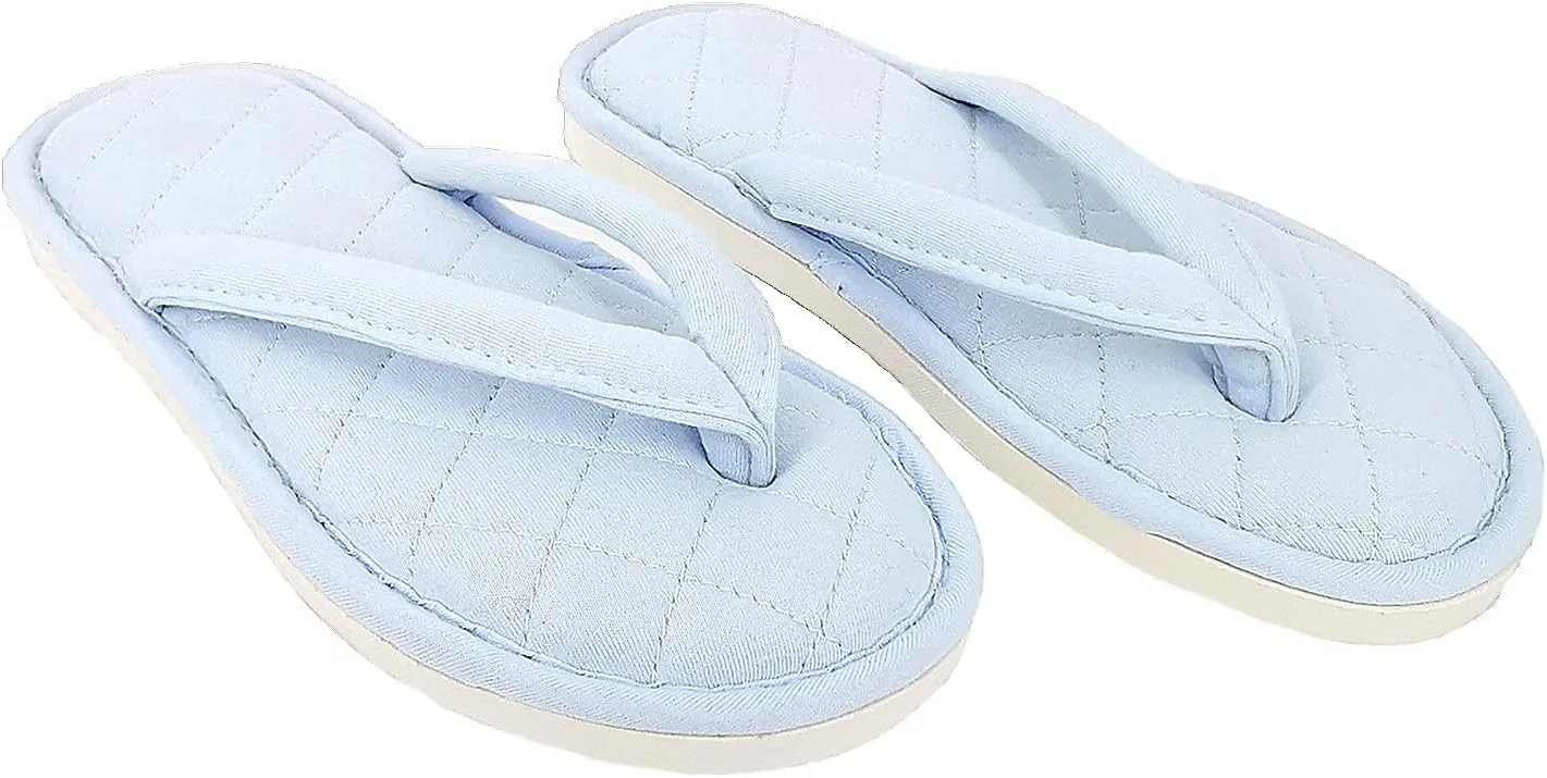 ofoot Women's Cozy Cotton House Slippers Thong Flip Flops Memory Foam Insole Open Toe Indoor Slip On Shoes