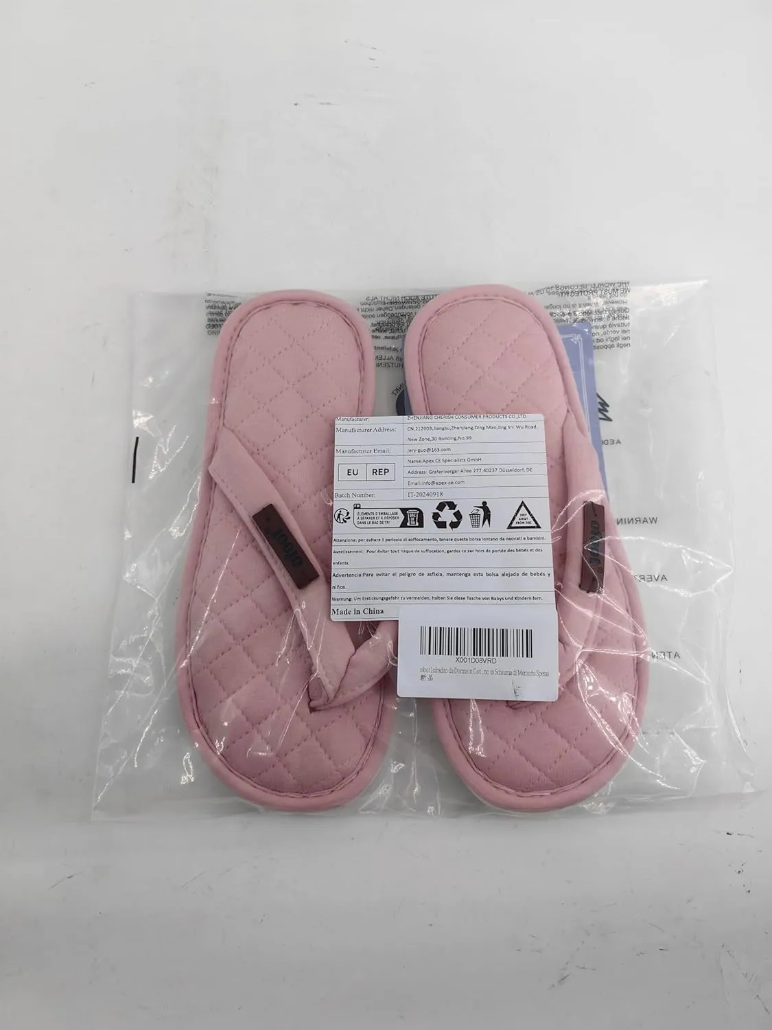 ofoot Women's Cozy Cotton House Slippers Thong Flip Flops Memory Foam Insole Open Toe Indoor Slip On Shoes