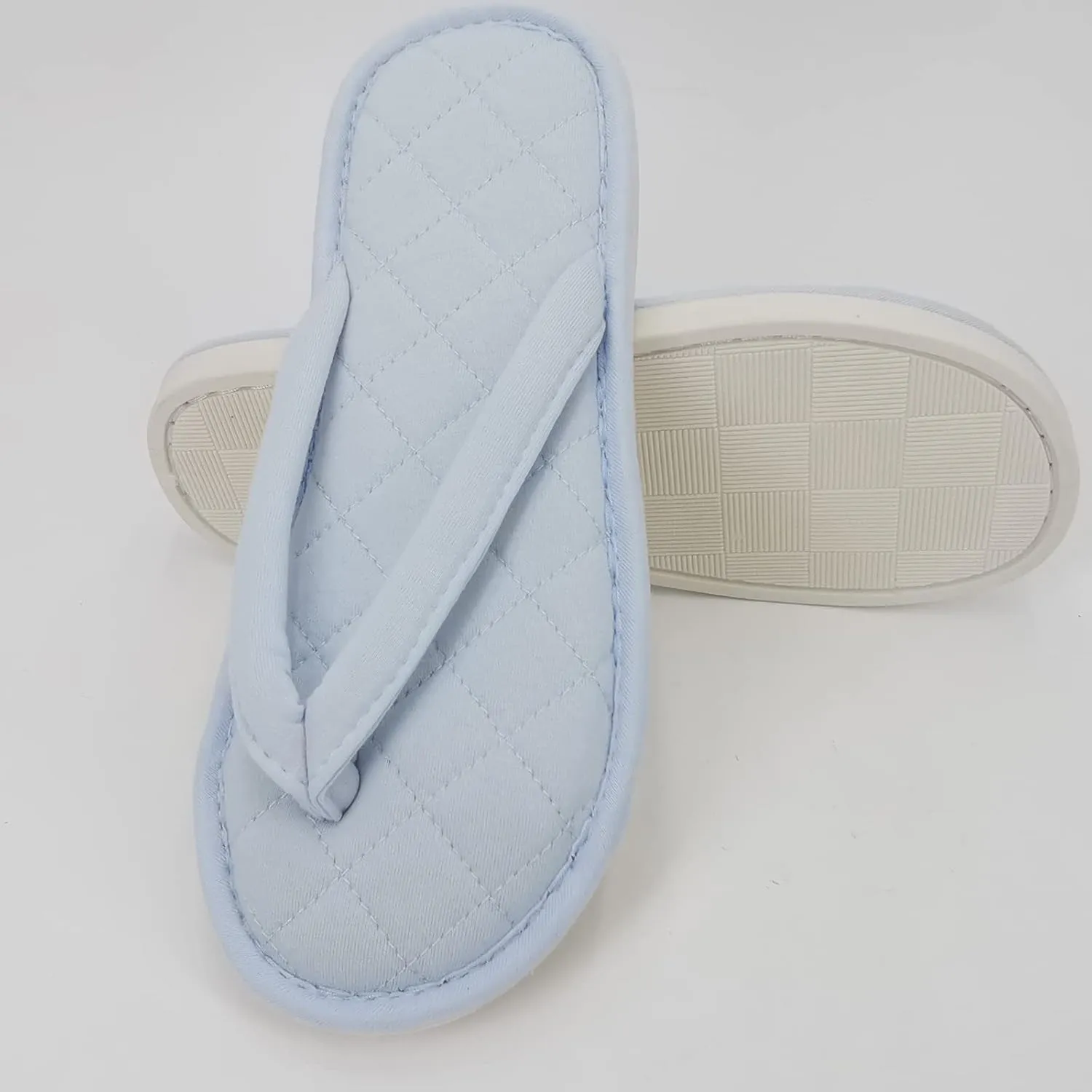 ofoot Women's Cozy Cotton House Slippers Thong Flip Flops Memory Foam Insole Open Toe Indoor Slip On Shoes