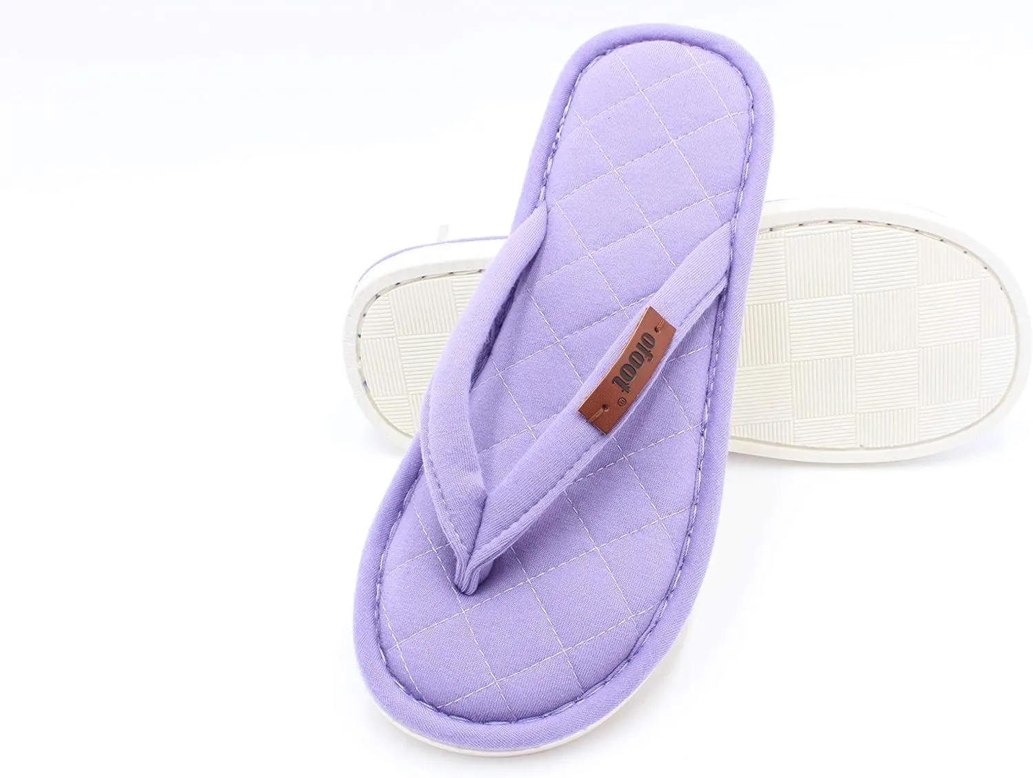 ofoot Women's Cozy Cotton House Slippers Thong Flip Flops Memory Foam Insole Open Toe Indoor Slip On Shoes