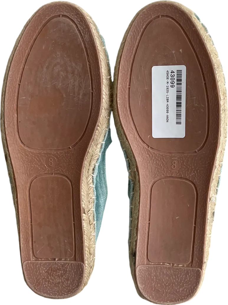 South Beach Blue Linen Pineapple Espadrilles UK 8 EU 41 👠
