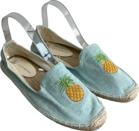 South Beach Blue Linen Pineapple Espadrilles UK 8 EU 41 👠