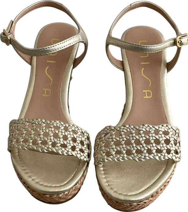 Unisa Metallic Kathy Gold Leather Espadrilles UK 4 EU 37 👠
