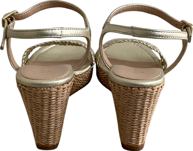 Unisa Metallic Kathy Gold Leather Espadrilles UK 4 EU 37 👠