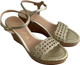 Unisa Metallic Kathy Gold Leather Espadrilles UK 4 EU 37 👠
