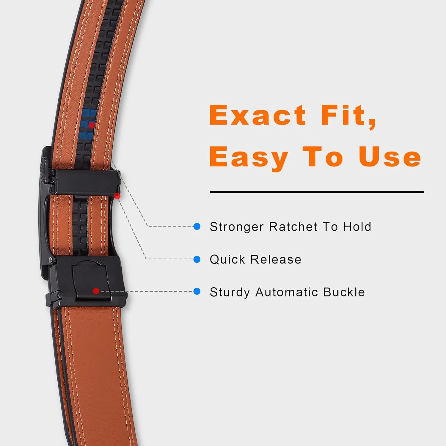 VATAN Men's Belt Leather Ratchet Belt for Men Dress Casual Every Day with Adjustable Buckle, Trim to Fit